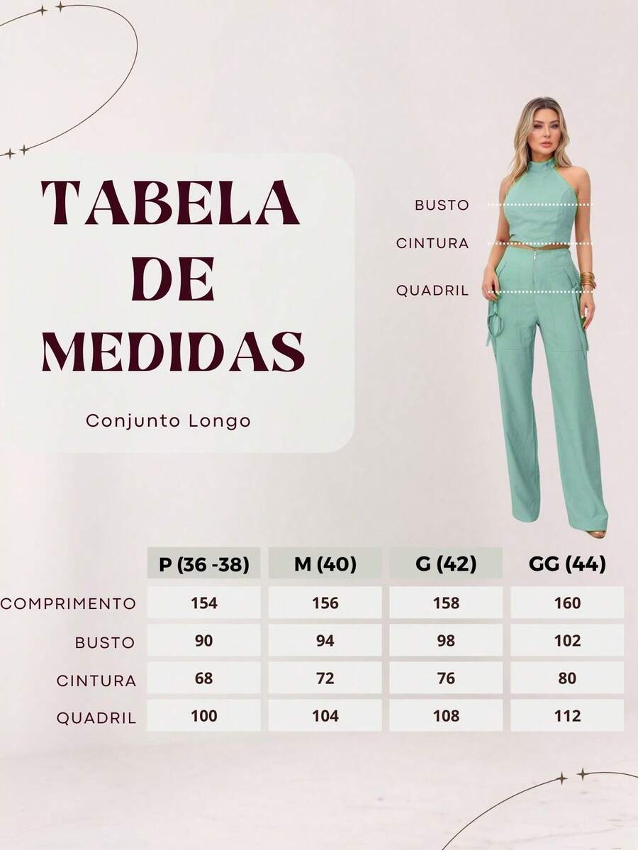 Conjunto Feminino Cropped Com Bojo E Calça Com Ilhós E Zíper Frontal