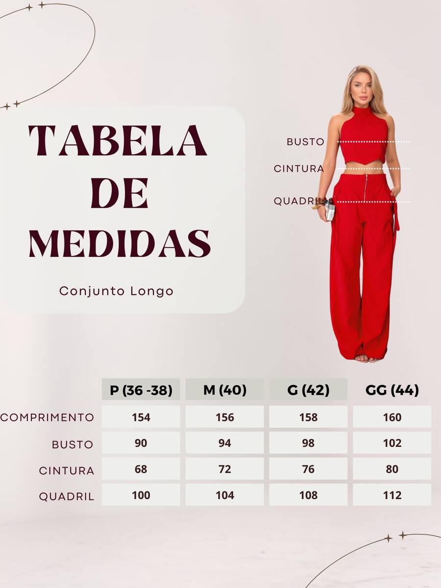 Conjunto Feminino Cropped Com Bojo E Calça Com Ilhós E Zíper Frontal