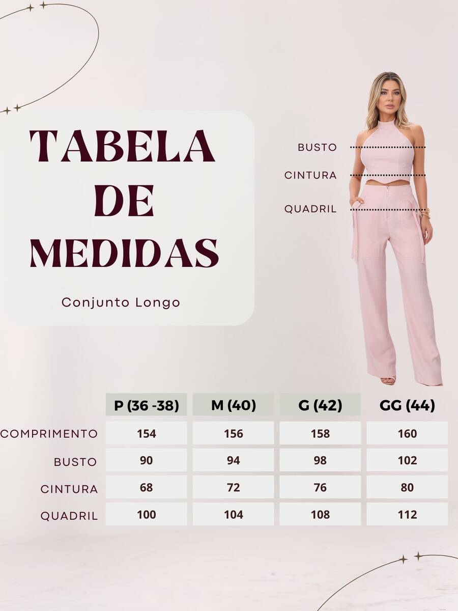 Conjunto Feminino Cropped Com Bojo E Calça Com Ilhós E Zíper Frontal