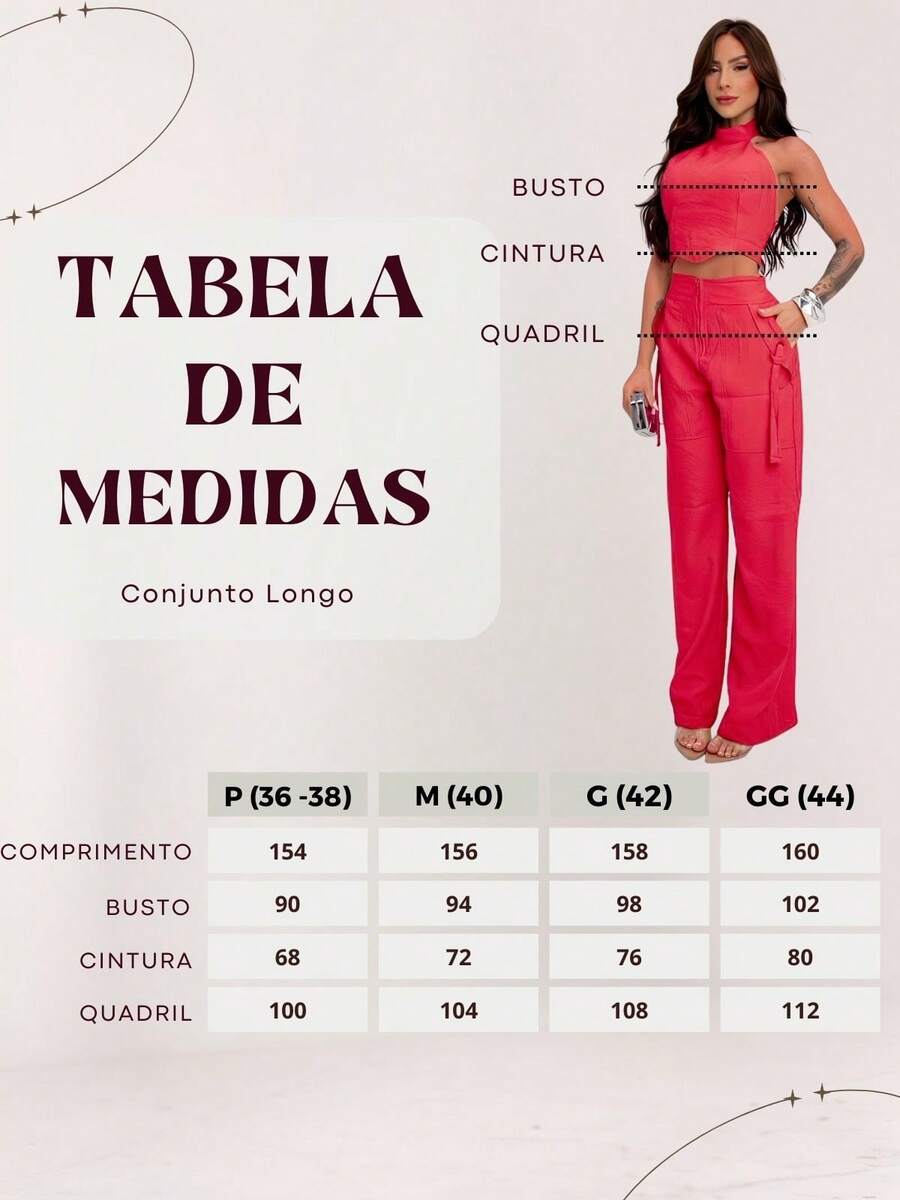Conjunto Feminino Cropped Com Bojo E Calça Com Ilhós E Zíper Frontal