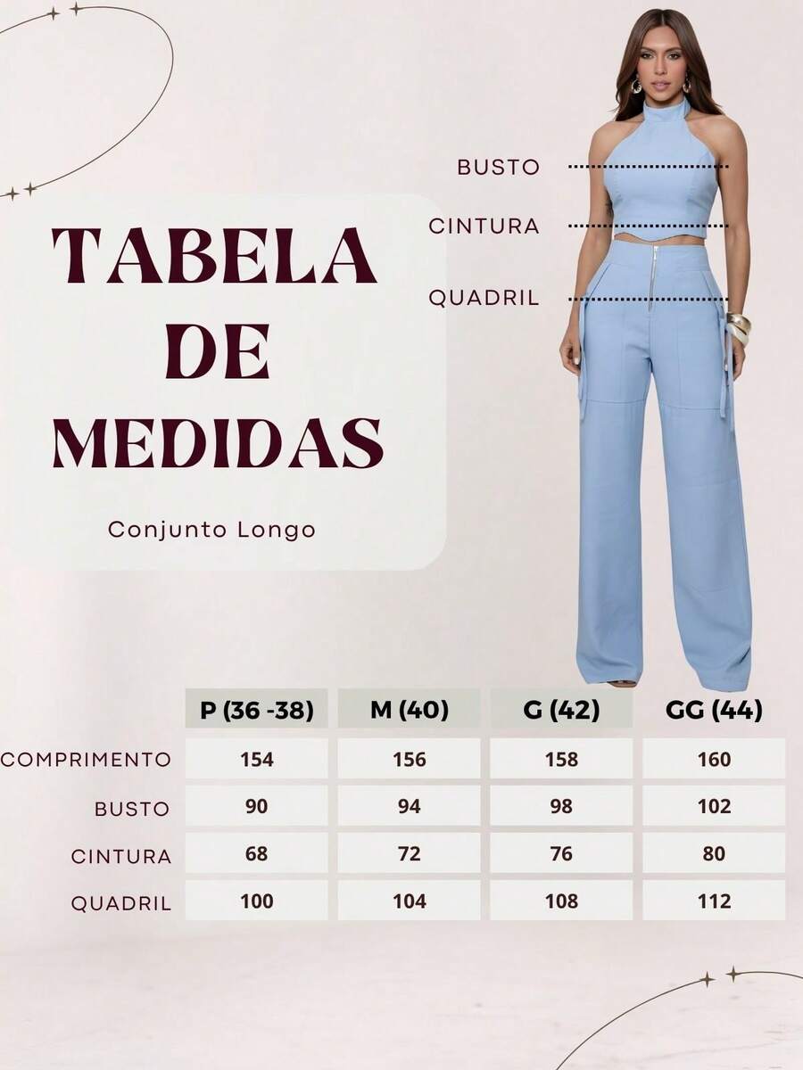Conjunto Feminino Cropped Com Bojo E Calça Com Ilhós E Zíper Frontal