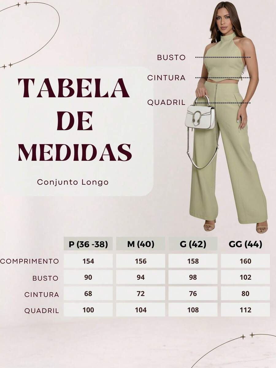Conjunto Feminino Cropped Com Bojo E Calça Com Ilhós E Zíper Frontal