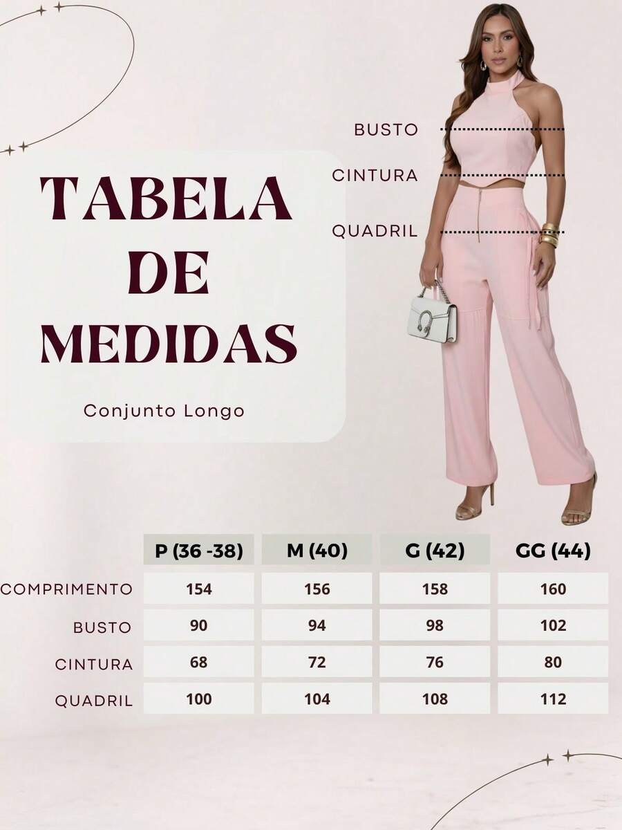 Conjunto Feminino Cropped Com Bojo E Calça Com Ilhós E Zíper Frontal