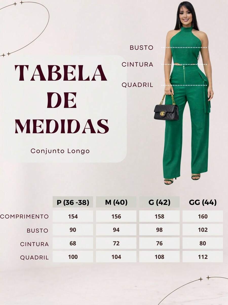 Conjunto Feminino Cropped Com Bojo E Calça Com Ilhós E Zíper Frontal