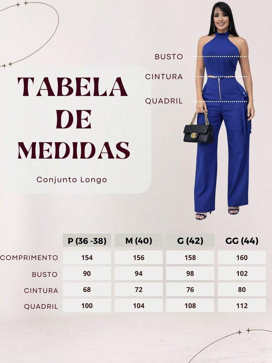 Conjunto Feminino Cropped Com Bojo E Calça Com Ilhós E Zíper Frontal