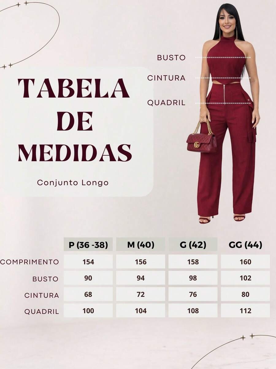 Conjunto Feminino Cropped Com Bojo E Calça Com Ilhós E Zíper Frontal