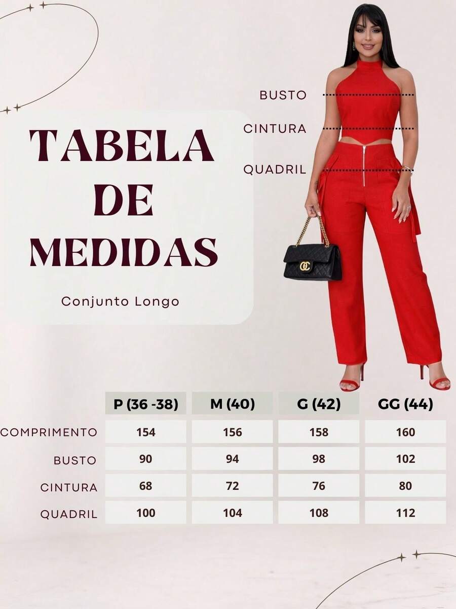 Conjunto Feminino Cropped Com Bojo E Calça Com Ilhós E Zíper Frontal